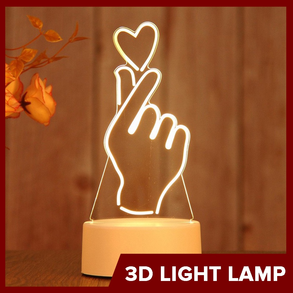 Beautiful Hearts Design 3D LED Optical Illusion Light Desk Lamp 1Pc 20 ...