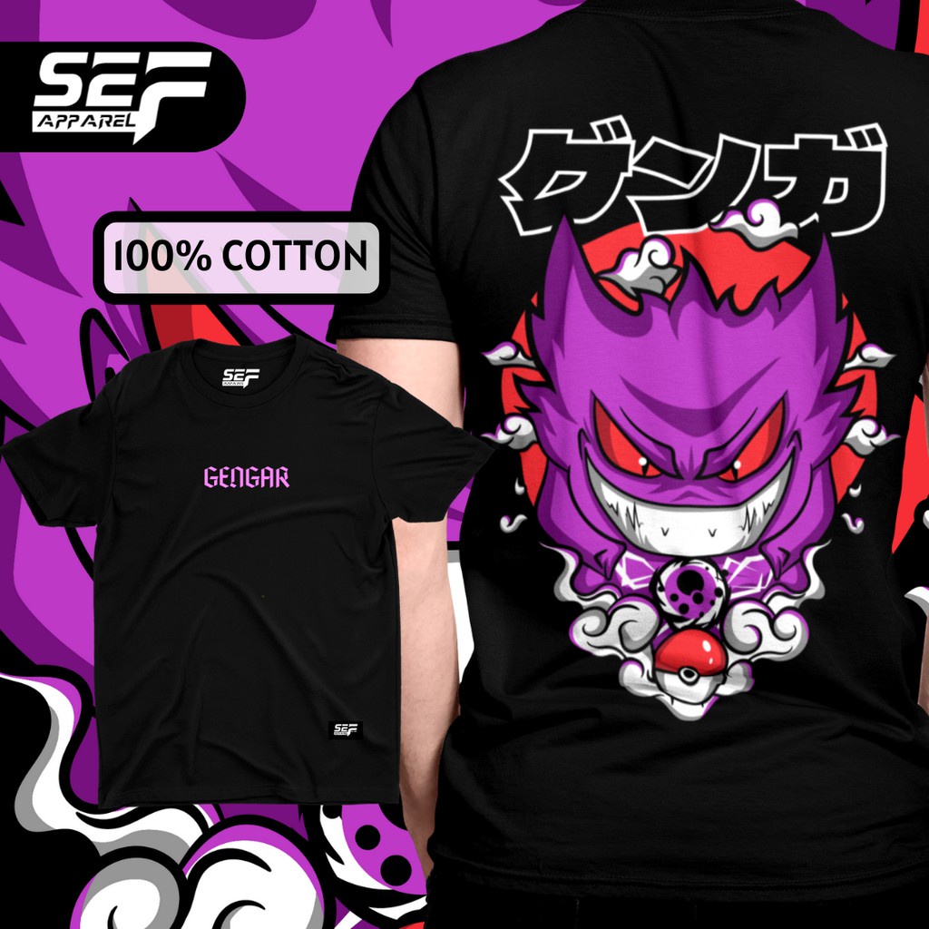 ♢SEF Apparel Anime Series Gengar Pokemon T shirt BLACK 100% Cottonsummer  Tshirt sport | Shopee Philippines