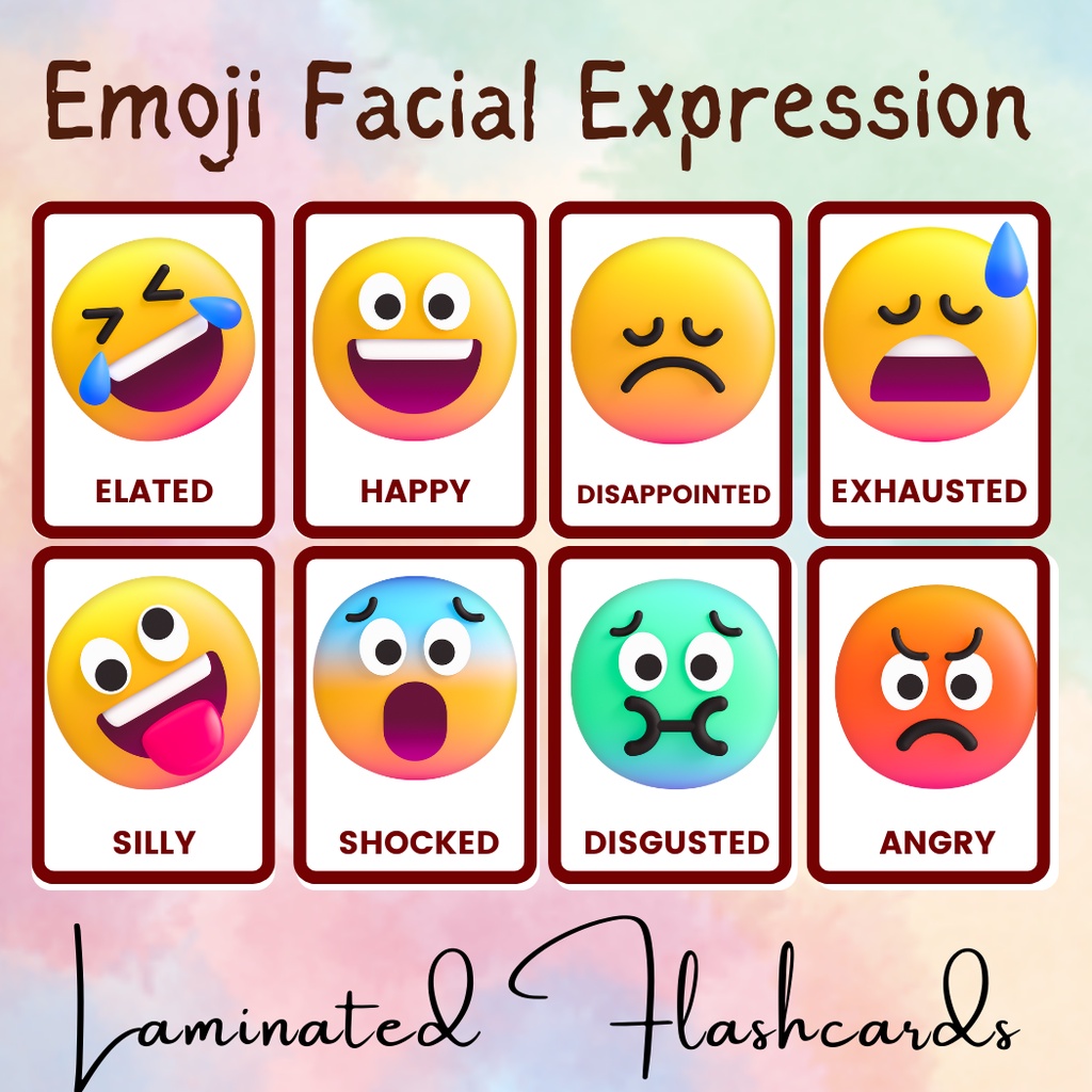 Emoji Feelings Flashcards | Laminated 2x3 size | 250mic | High Quality ...