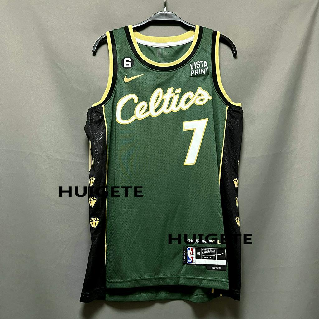 Men s New Original NBA Boston Celtics 7 Jaylen Brown Green 2022 23 City Edition Jersey Swingman Heat pressed Shopee Philippines
