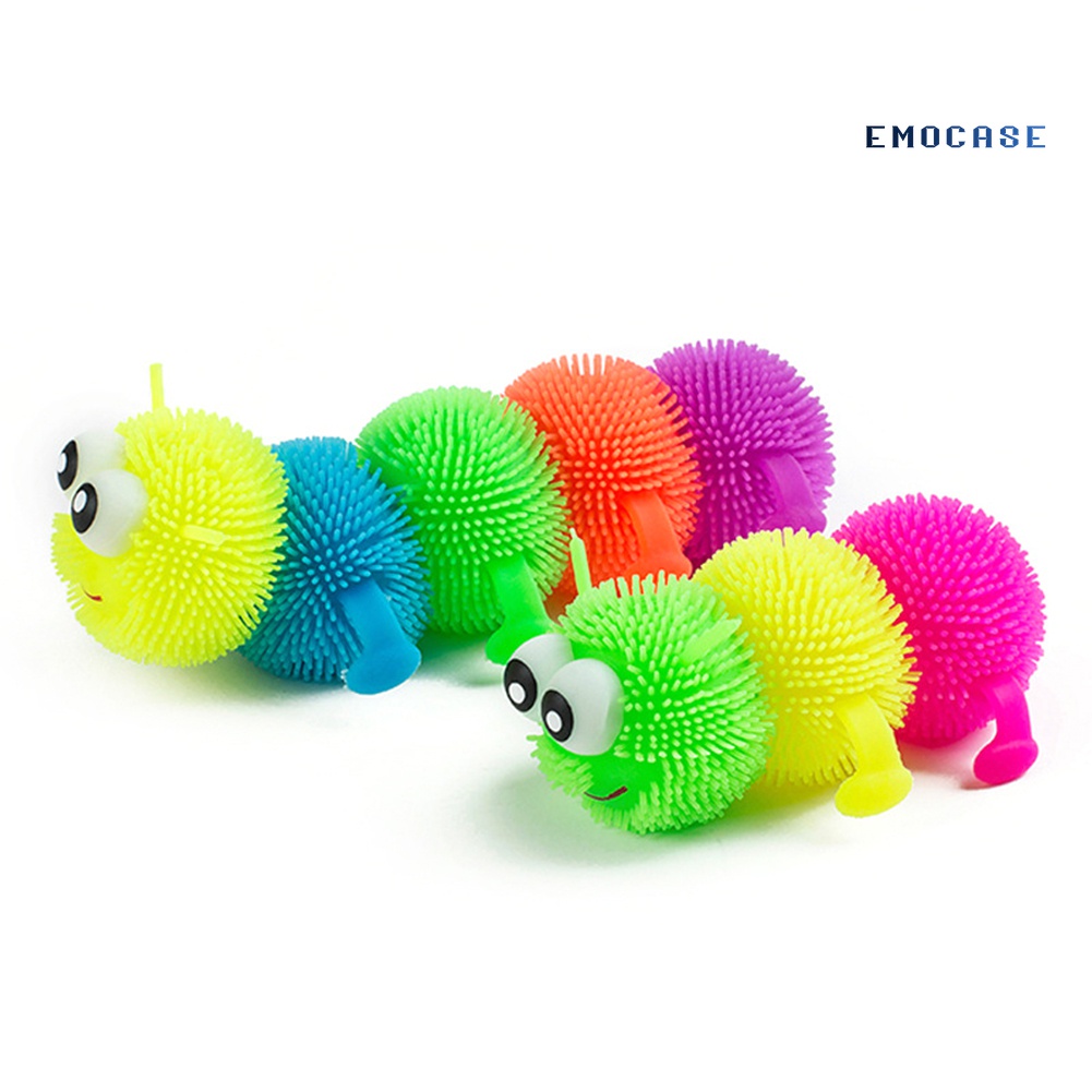 EM-Glowing Hair Puffer Caterpillar Soft Anti-Stress Sensory Fidget Kids ...