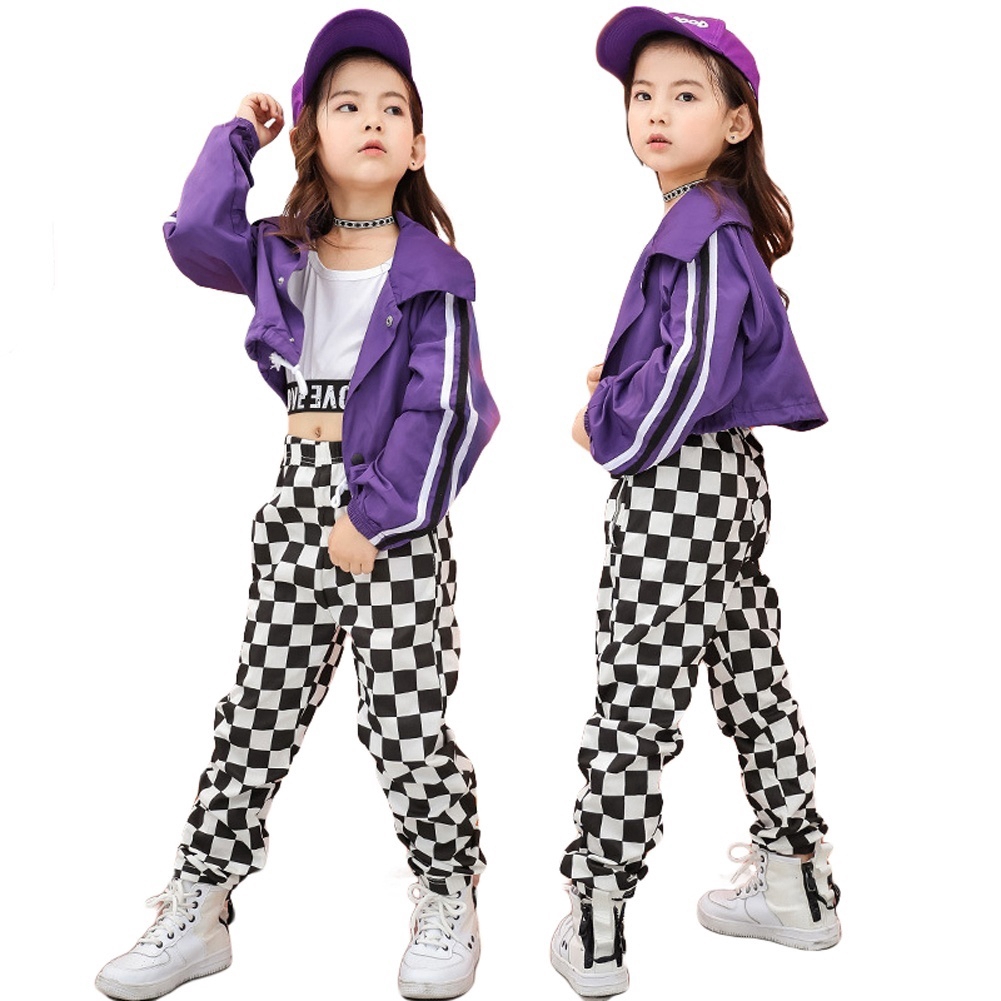 LOLANTA 4-16 Years Girls Hip Hop Dance Crop Top Jacket Coat Jogger