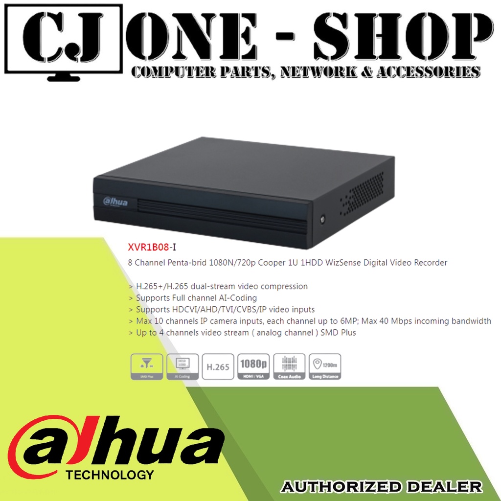 8ch Dahua DHXVR1A08 / DHXVR1B08I 8 Channel Pentabrid 1080P/720P