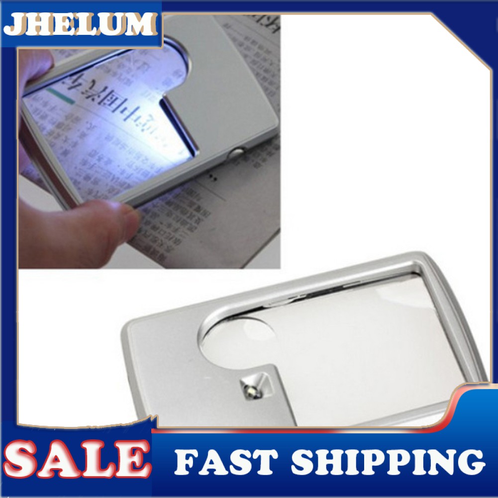 JHELUM Credit Card Style 3X 6X LED Light Magnifying Glass Loupe