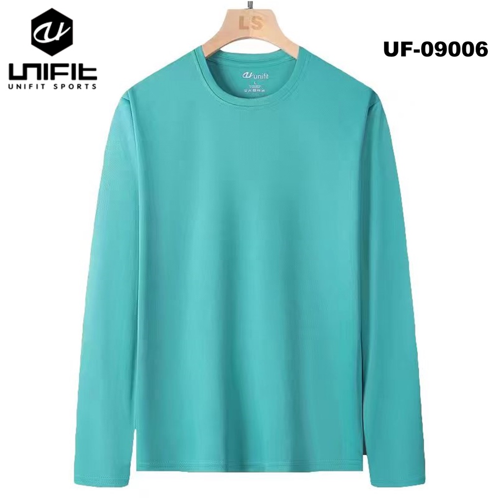 UNIFIT Men's Dri-Fit Casual Long Sleeve Shirts Plain Round Neck Uf ...