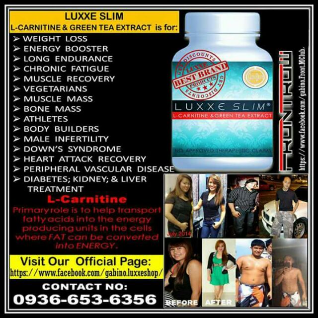 Luxxe Slim LCarnitine & Green Tea Extract 60 Capsules (500mg) Shopee Philippines
