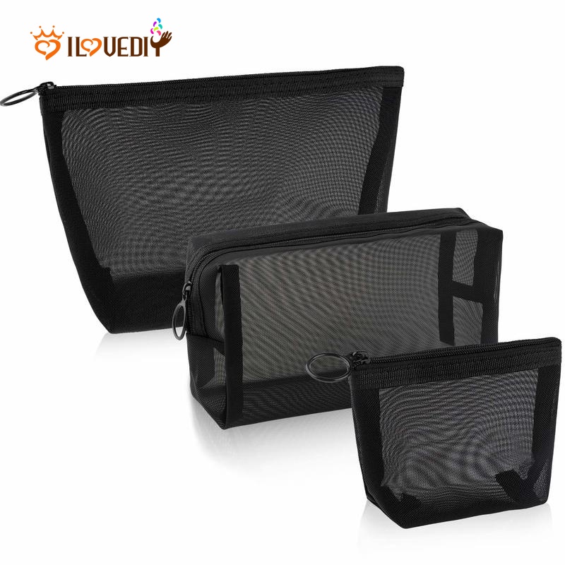 Most Popular Transparent Black Mesh Zipper Cosmetic Bag / Women ...