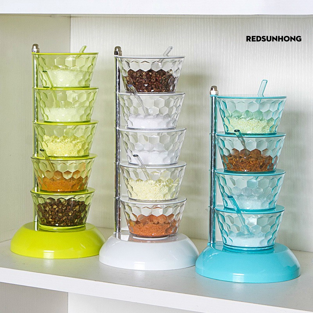 COD 4/5-Layer Rotating Vertical Salt Sugar Seasoning Box Storage Can ...