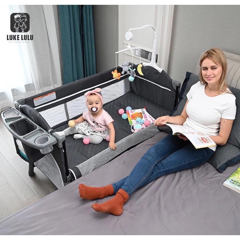 Foldable Layer Baby Crib（With Free Mosquito Net）Mobile