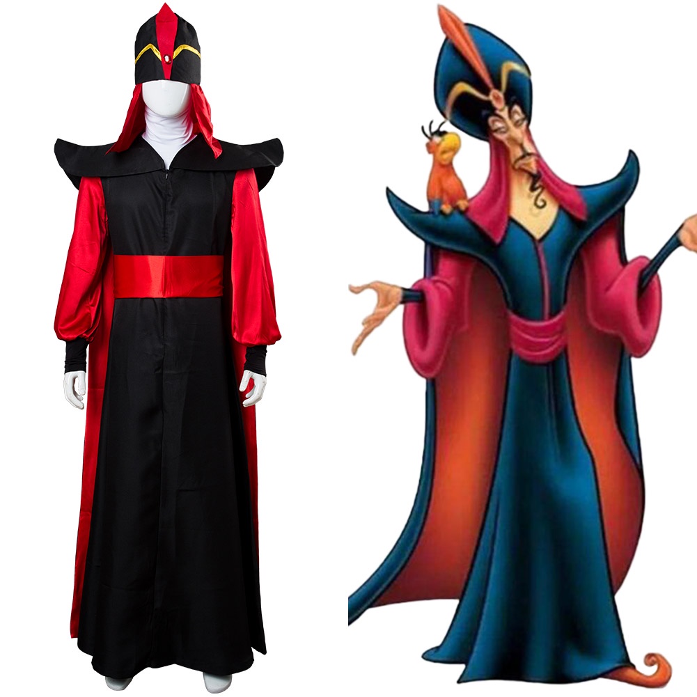 Cosplay Aladdin Jafar Costume Cape Full Suit Halloween Party Adult