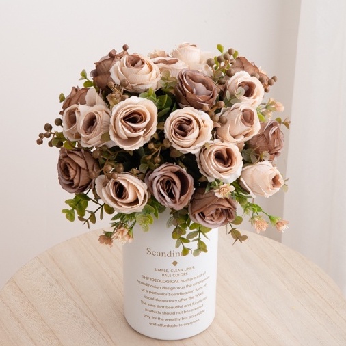 Faux Roses Silk Multi-Headed Roses Wedding Bridal Bouquet Home Decor ...