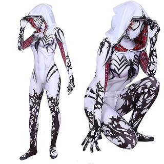 Venom Spiderman Costume Woman Sexy Zentai Suit Jumpsuit Spandex Zentai Open  Crotch Bodysuit Superhero Costume Party Costumes