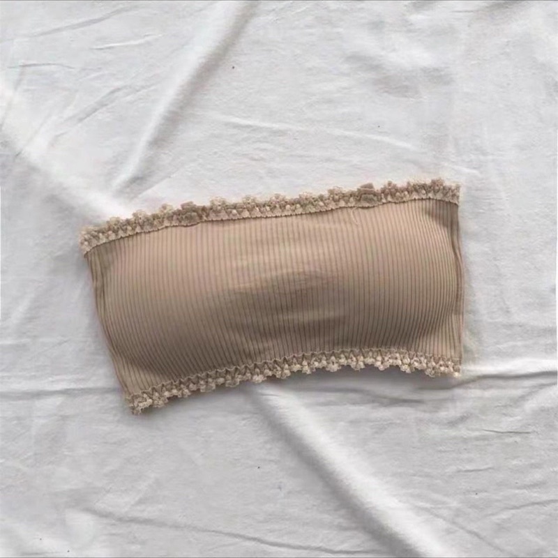 Rear Three-Breasted Thread Strapless Tube bra Solid Color Underwear ...