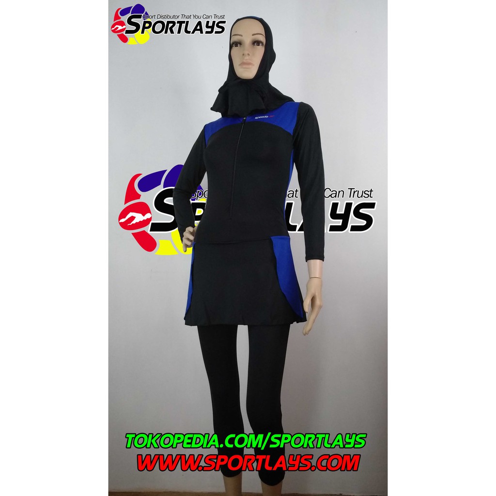 Muslim Hijab Diving Swimsuit Speedo Black Blue Girls Shopee Philippines