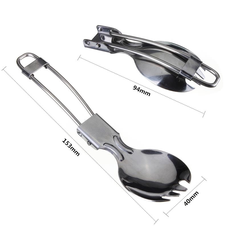 Steel Spork fork hike trip outdoor fold spoon camp multi tool travel ...