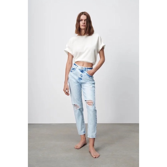 Ripped mom cheap jeans zara