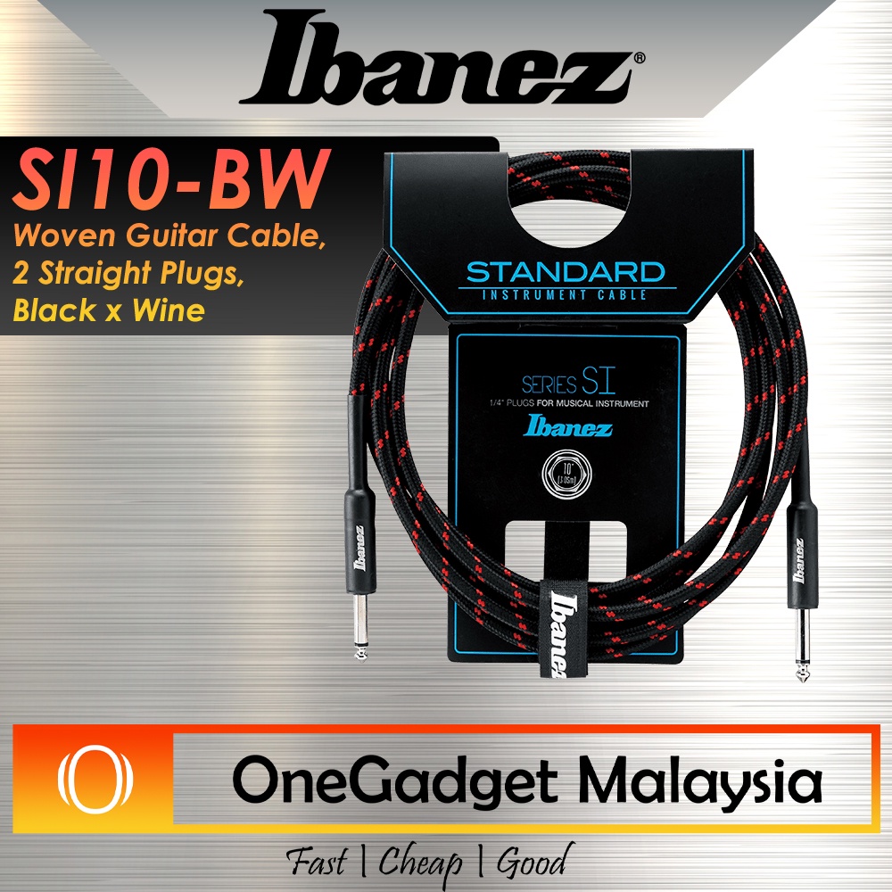 Ibanez SI10 CCT / BG / CGR / BW Woven Guitar Cable, 2 Straight Plugs ...