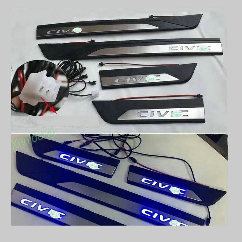 Stainless Steel Door Sill Scuff Plate Guard Sills Protector Trim For 20162021 Honda Civic 10th