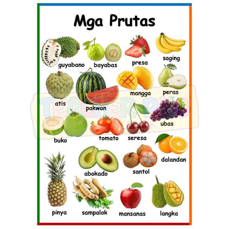 Fruits A4 Size Thick Laminated Educational Wall Chart for Kids | Shopee ...