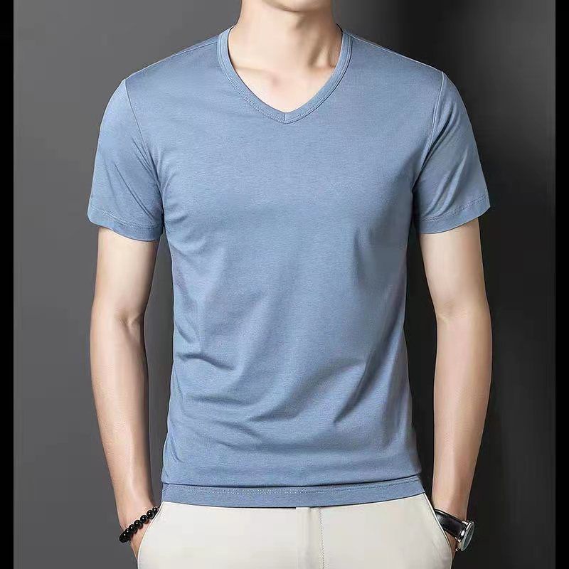 Korean Ice Feel Plain Color Cotton V-neck Tshirt for Unisex Size T ...