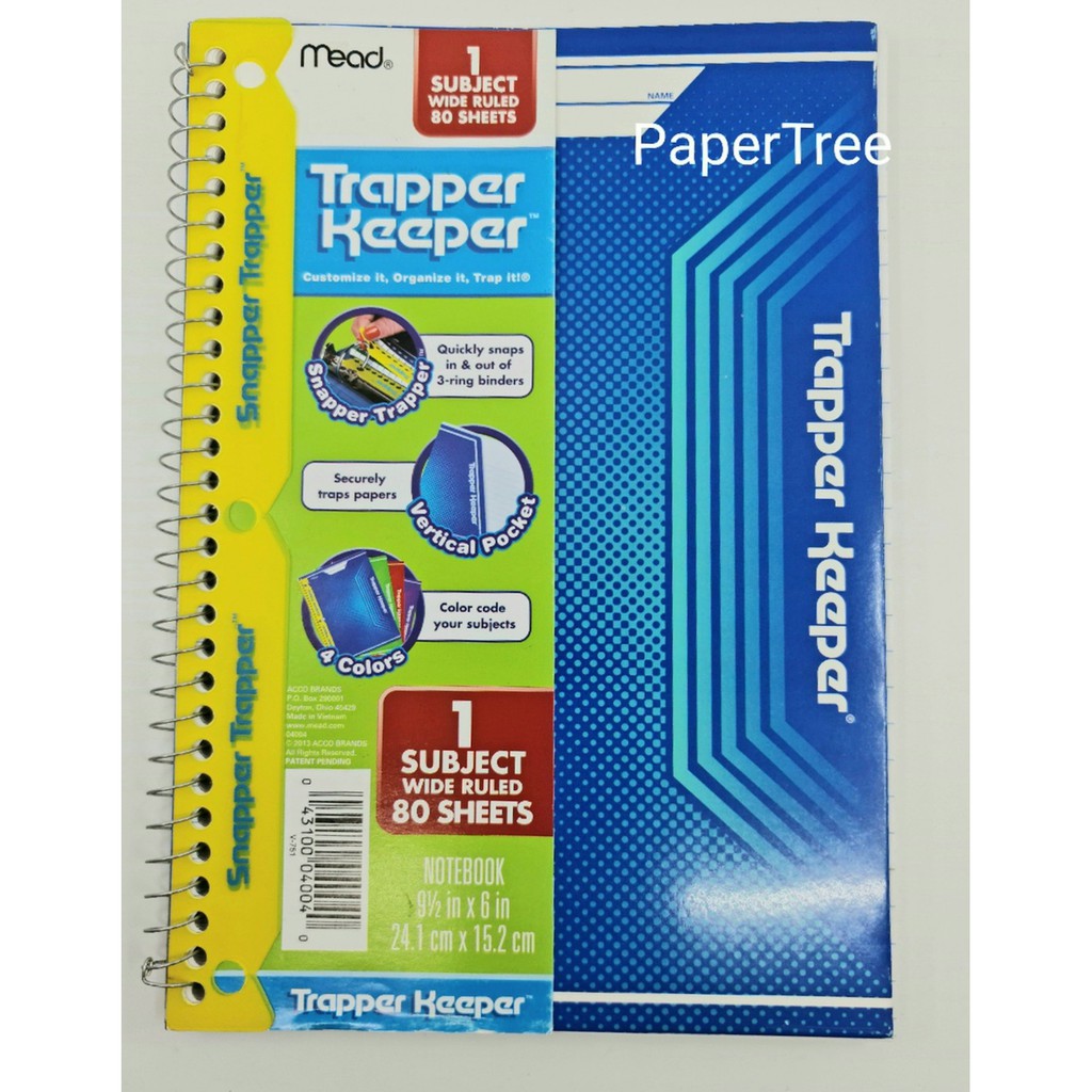 MEAD TRAPPER KEEPER 1 SUBJECT WR NB 80'S (91/2" x 6") Shopee Philippines
