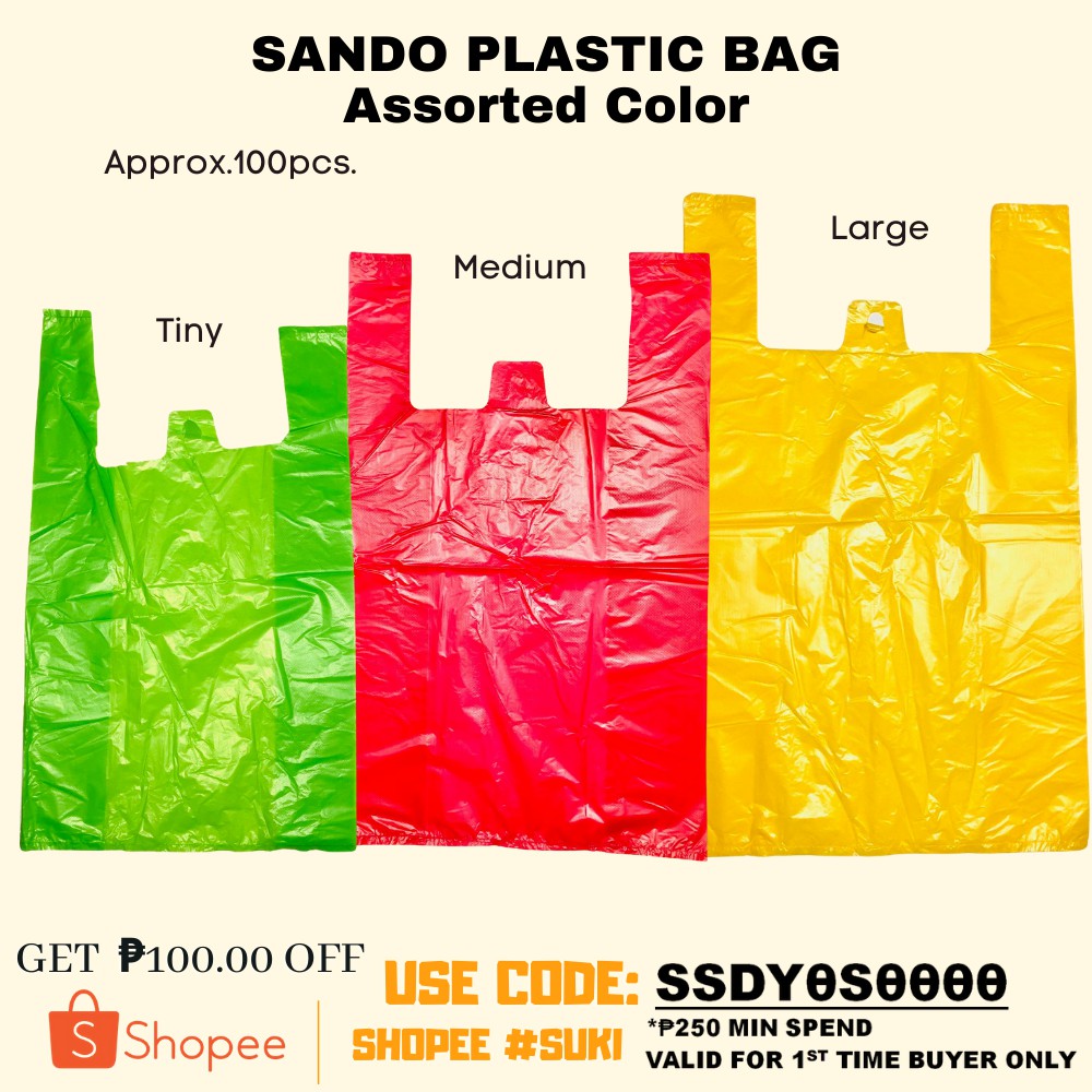 SANDO PLASTIC BAG Assorted Color Approx.100pcs | Shopee Philippines