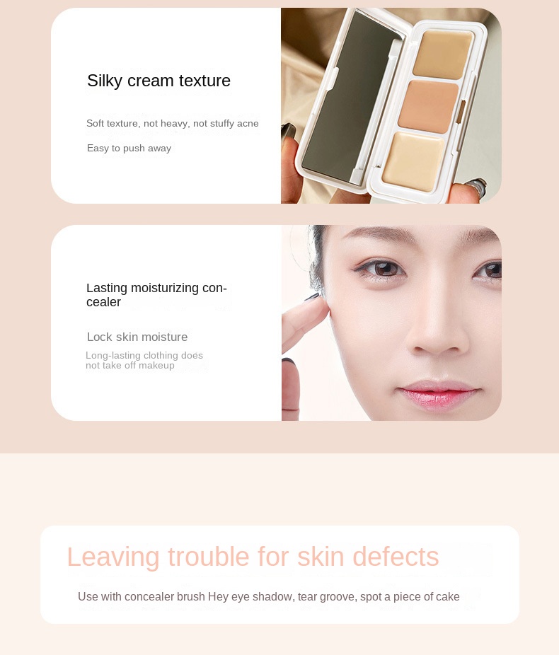 3-Color Square Cheese Concealer/Liquid Foundation/Concealer Cream/Long ...