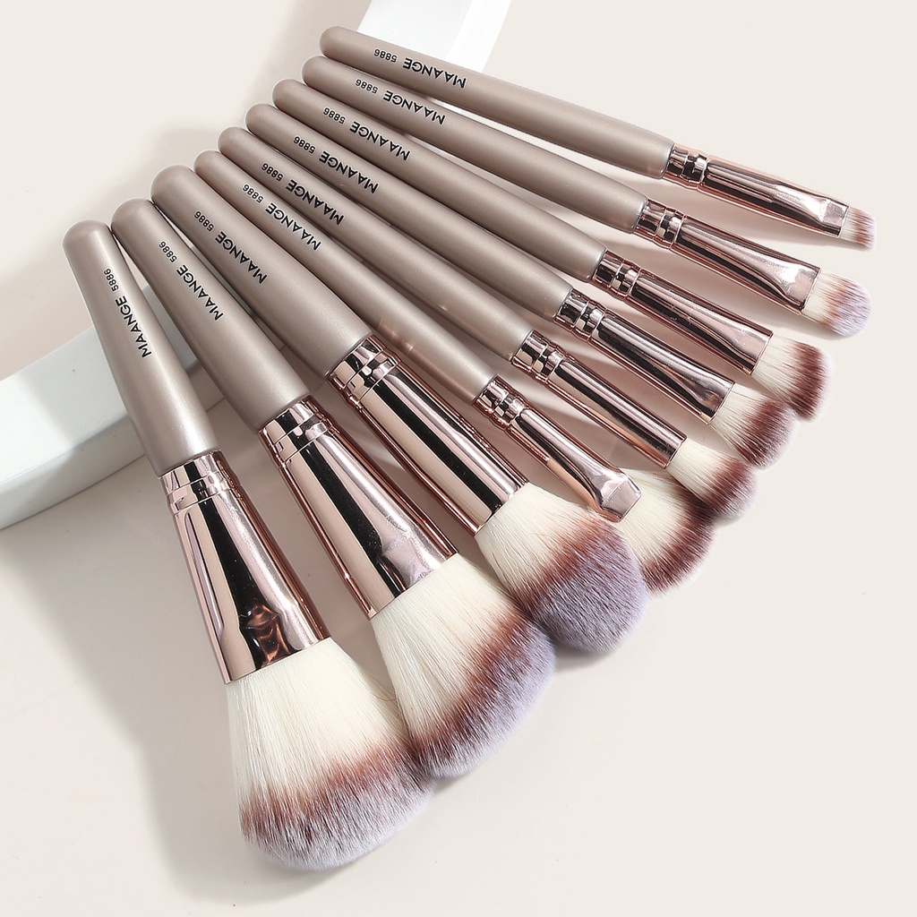 MAANGE 9Pcs Makeup Brush Fluffy Full Make up Brush Nylon Fiber Set