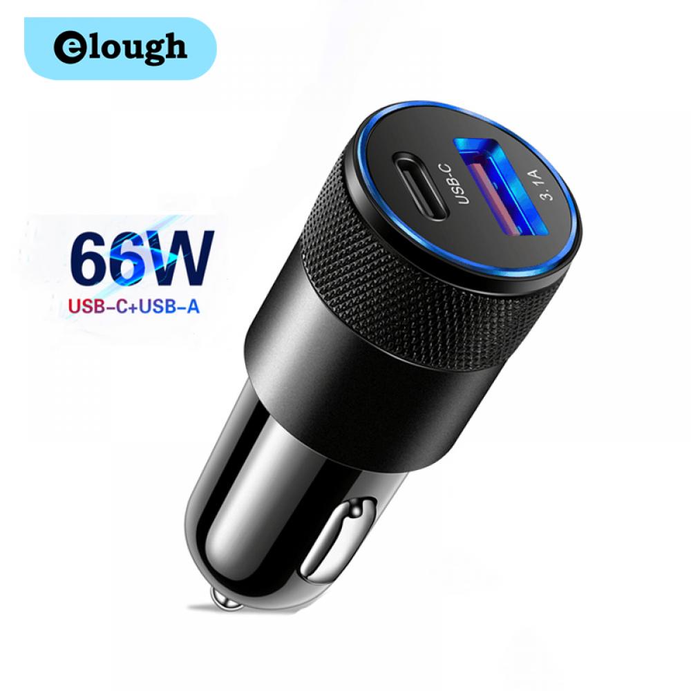 Elough 66W QC 3.0 Car Charger Type C Fast Charging PD Phone Charger