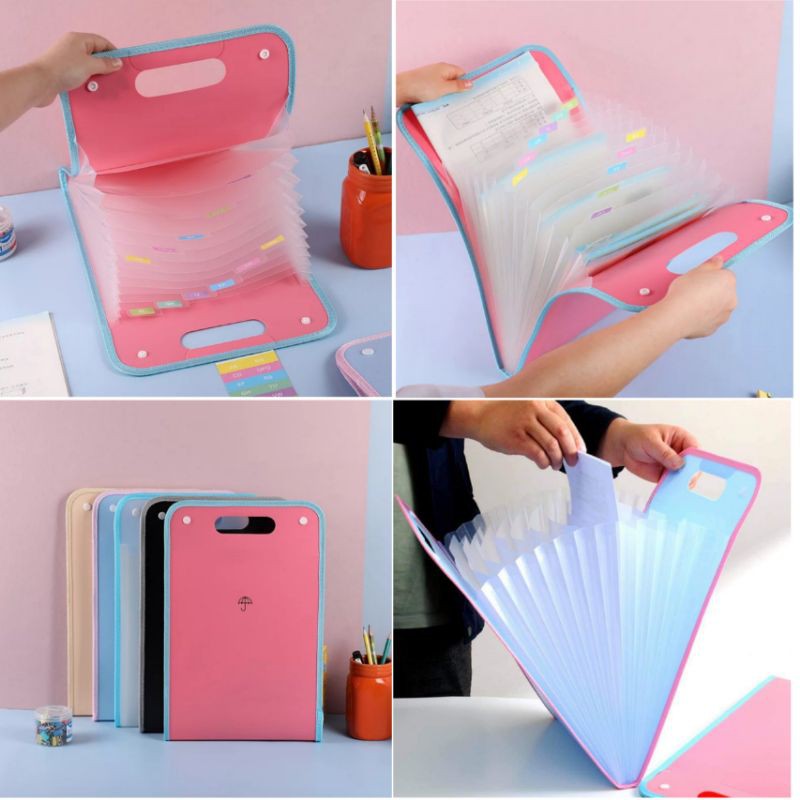 A4 Vertical File Folder With 13 Document Compartments Button Pocket For ...