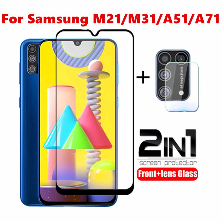 Samsung Galaxy M31 M21 A51 A71 Screen Protector Tempered Glass Protective  Glass on samsung m31 Back Camera Lens Protector Film