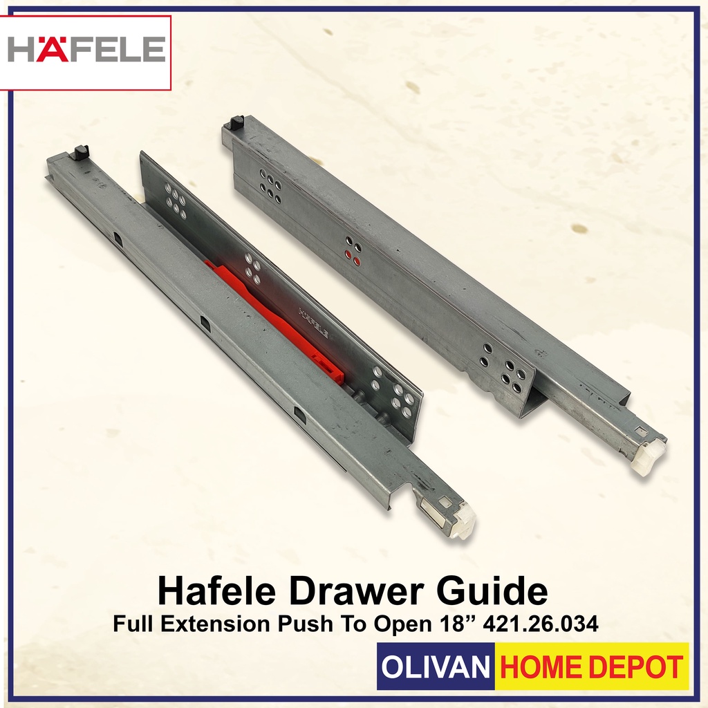HAFELE Drawer Guide Full Extension up to 30 kg Push to Open 14/16/18