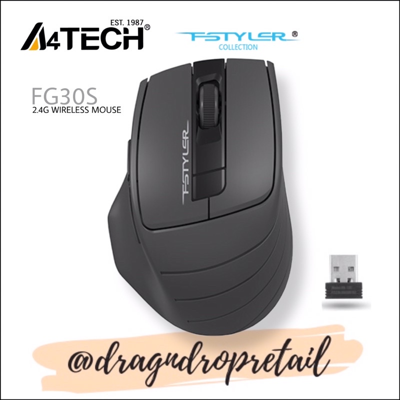 A4TECH FSTYLER FG30S Silent Clicks 2.4GHz Wireless Optical Mouse, 2000 ...