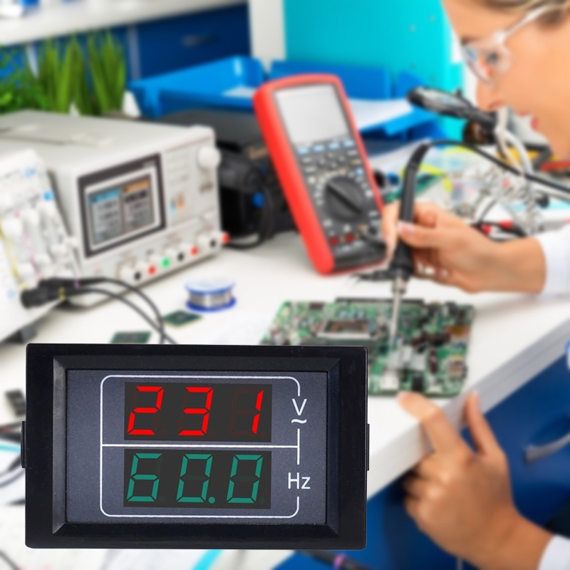 HL Dual Display Voltmeter Digital AC Monitor Gauge Panel Ammeter ...
