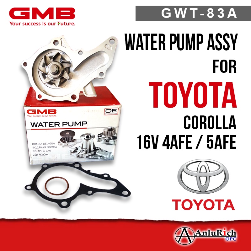 GMB WATER PUMP ASSY (GWT-83A) for TOYOTA COROLLA 16V 4AFE / 5AFE ...