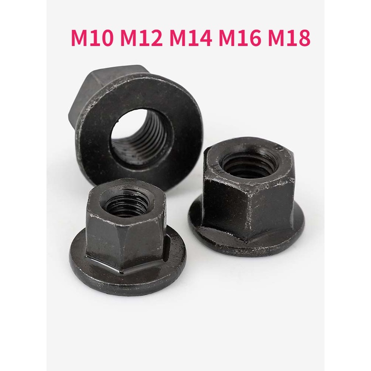 M10 M12 M14 M16 M18 Black Carbon Steel Flange With Pad Nut Platen Hex Nut Screw Cap Shopee