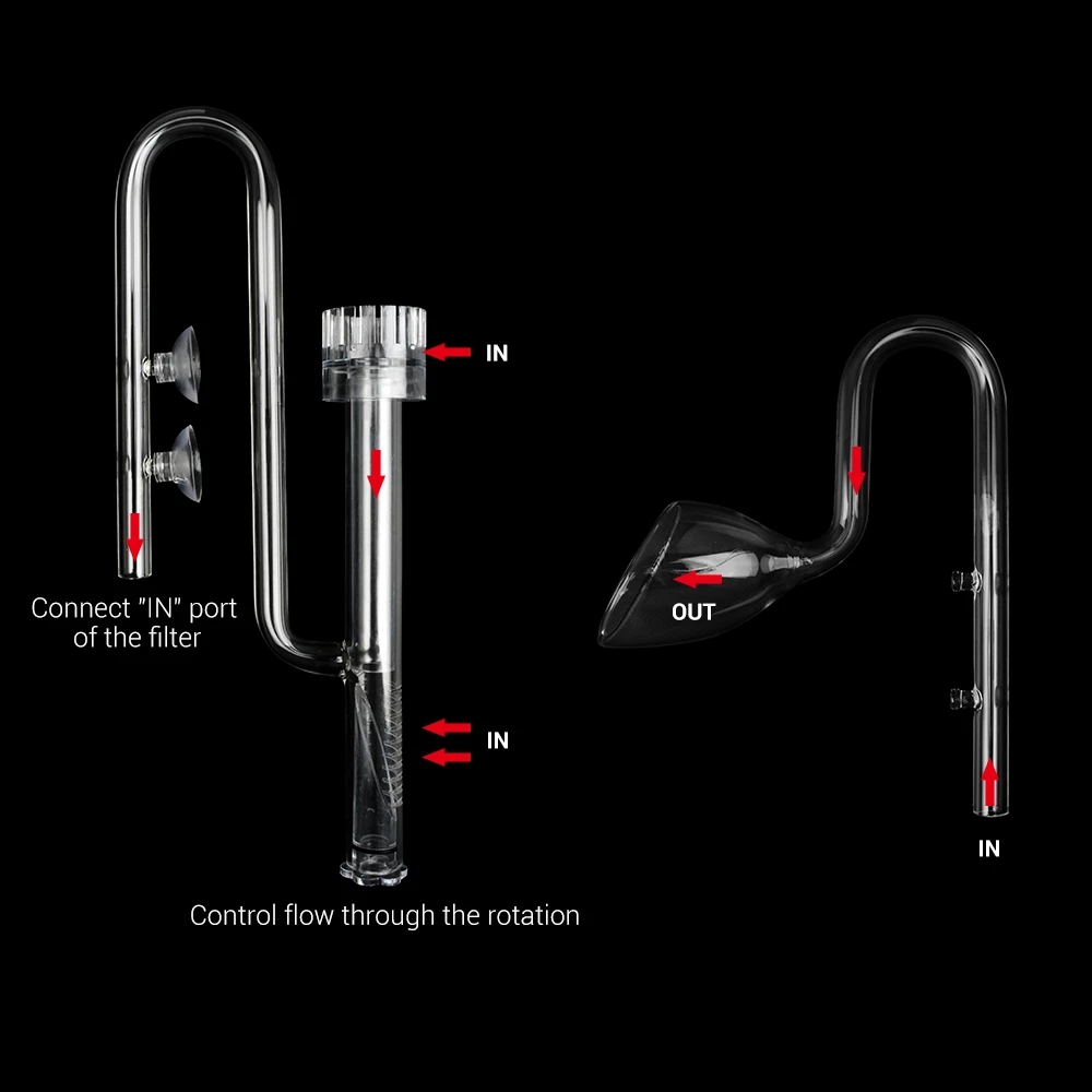 ADA Style Glass Aquarium Skimmer Lily Pipe Fish Tank Water Inflow ...