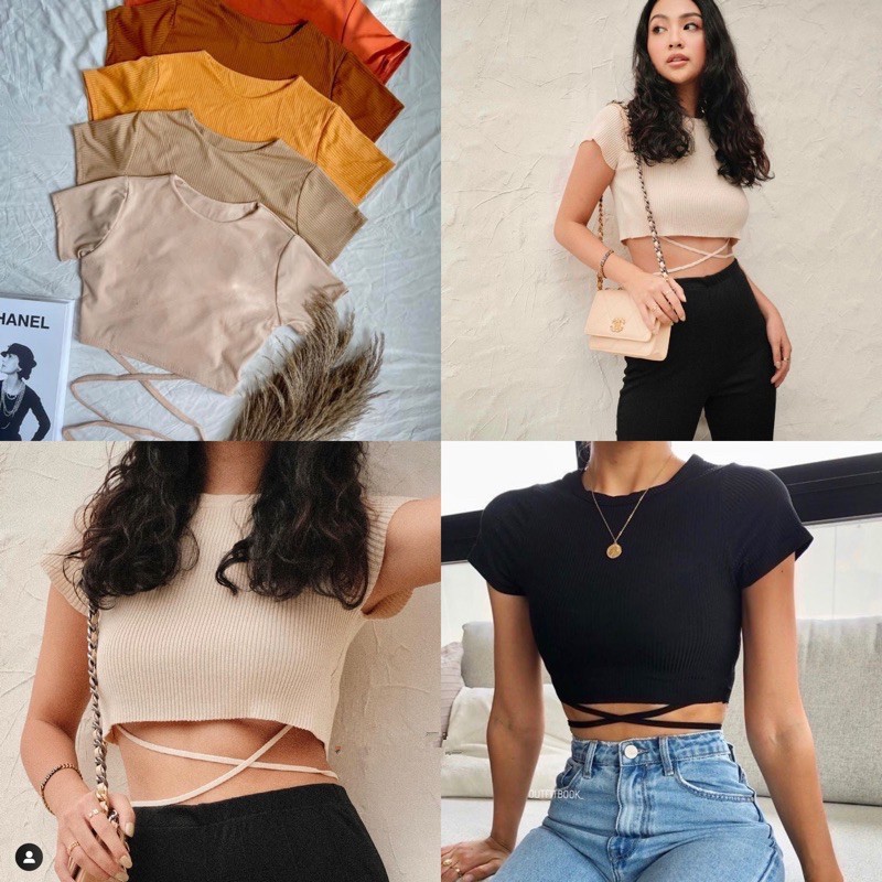 JF100 Sexy Croptop With Belly String Trendy Women's Wear | Shopee ...
