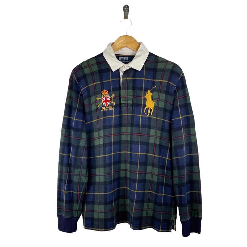 Vintage Ralph Lauren Rugby Plaid Polo Long Sleeve - Mercer RL Polo Team