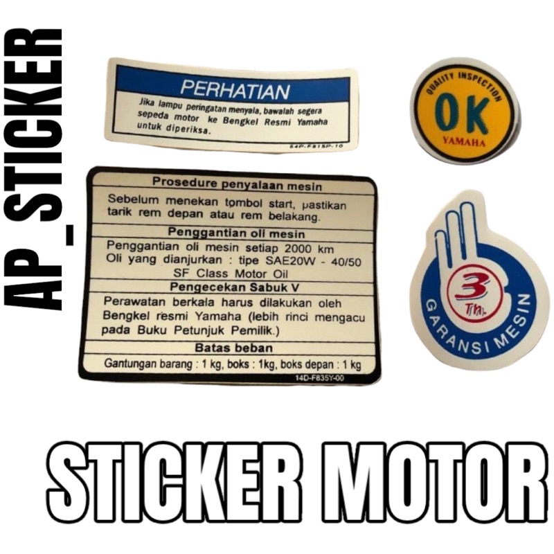 Sticker WARNING Ok 3-year Warranty YAMAHA MIO, XRIDE SOUL INDONESIA ...