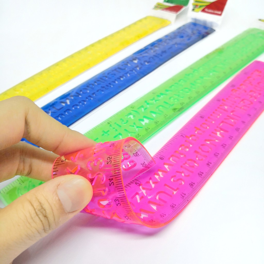 BENDABLE COLORFUL 12 INCHES FOOT RULER w/ ALPHABET NUMBERS STENCIL ...
