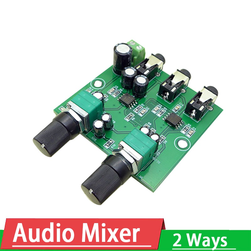 2 Ways Stereo Mixer Board Audio Source Reverberator Driver headphone