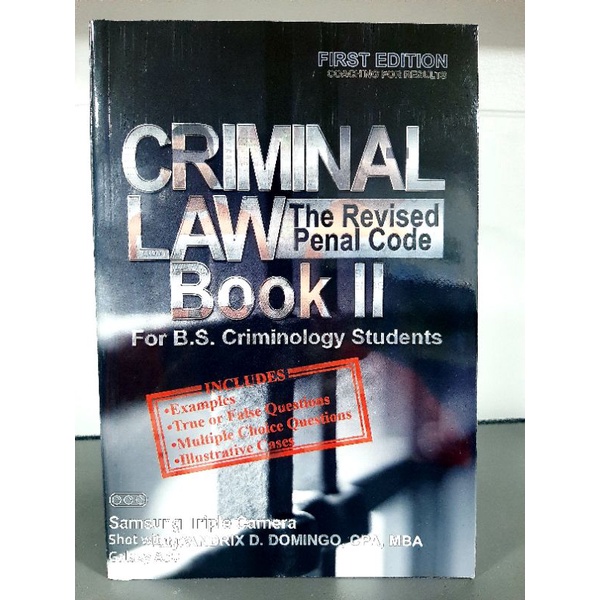 Criminal Law Book Ii The Revised Penal Code 2022 Edition Shopee