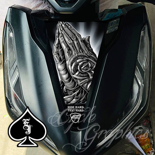 HONDA CLICK V2 FRONT STICKER PRAY HARD ej cycle | Shopee Philippines