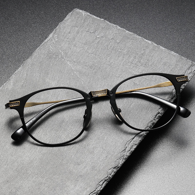 Pure Titanium Glasses Frame Men Women Retro Round Eyeglasses Small Face ...