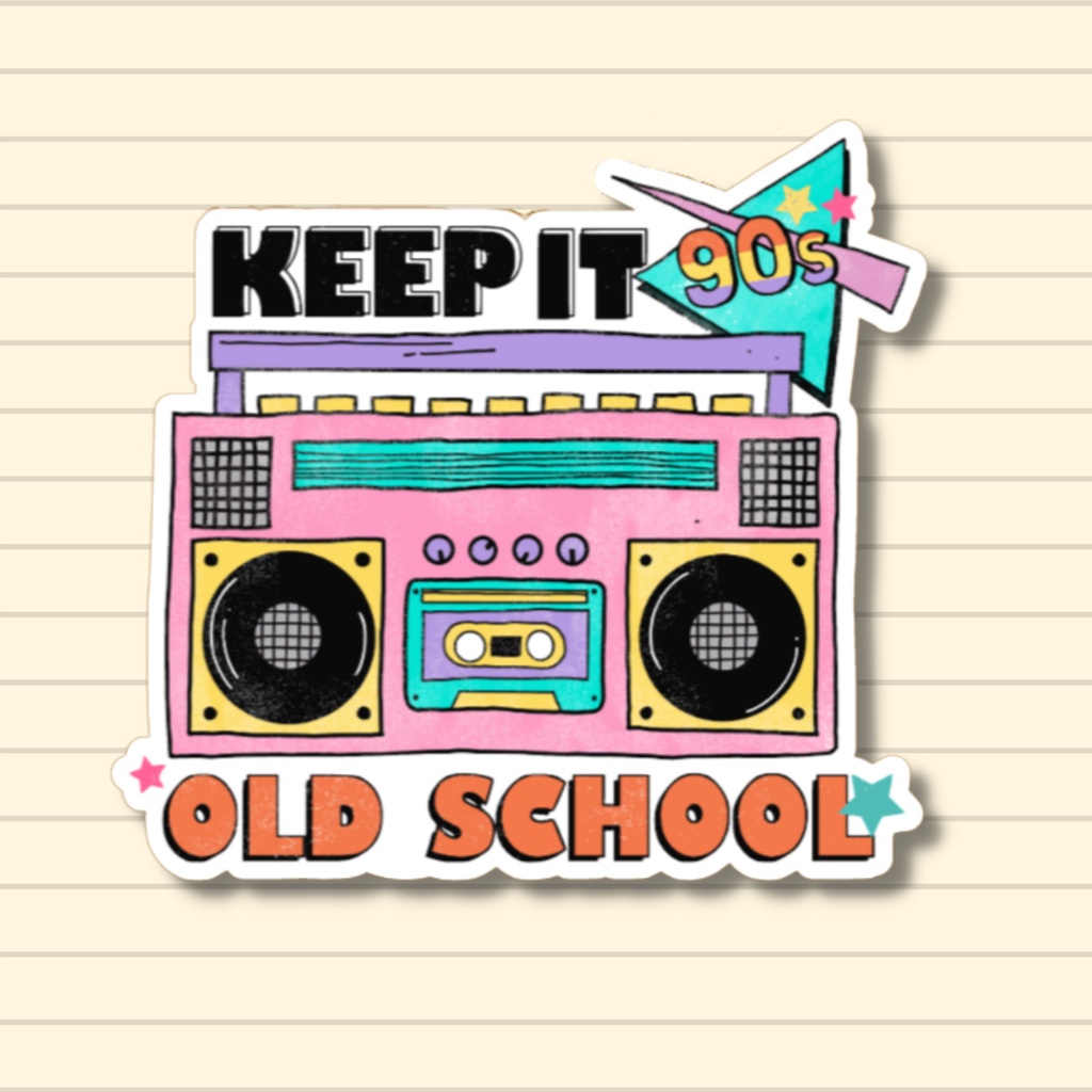 keep-it-old-school-90s-retro-die-cut-waterproof-vinyl-sticker-matte