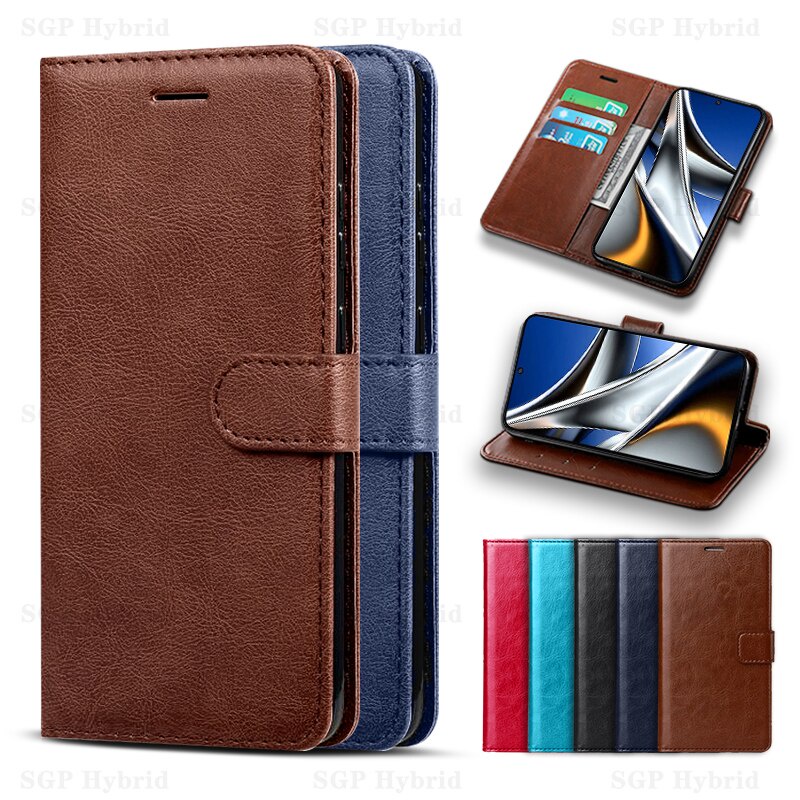 Leather Protective Case For Xiaomi Poco X4 X3 Pro NFC Flip Stand Wallet ...