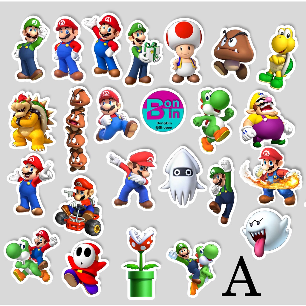 Super Mario - 50Pcs Sticker set - children's toy stickers | Shopee ...