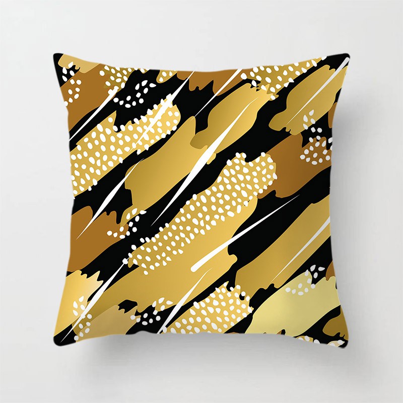 Gold Pattern Sofa Pillow Cover Peach Velvet Printed Home Decoration