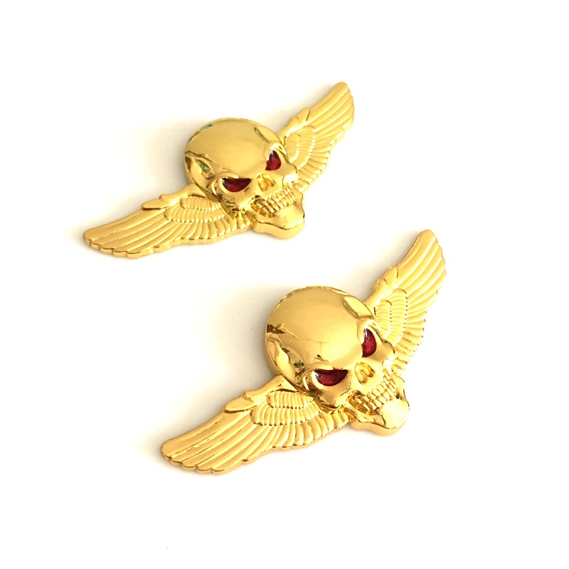 3D Skull Wing Metal Car Sticker Logo Skull Emblem Badge Car